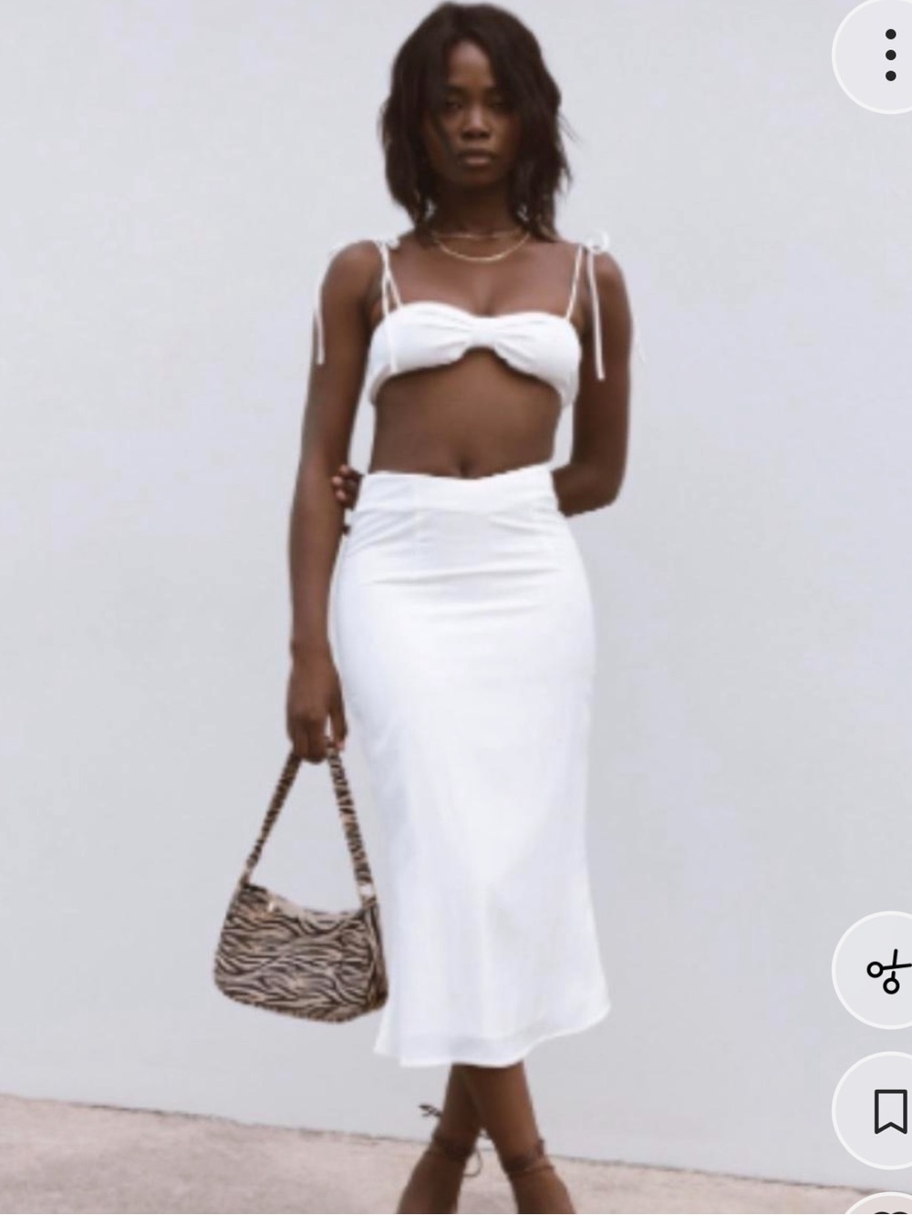 Princess Polly White Set Midi Skirt & crop top